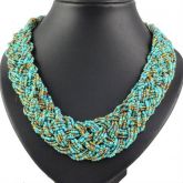 Frisado fios colares de moda, na cor azul-turquesa